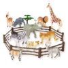 Figurki dzikich zwierząt z akcesoriami – lew, lwica, słoń, żyrafa, zebra, nosorożec, hiena i antylopy Terra