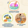 Balance & Groove Set B. toys – podświetlany moduł z 3 grami muzycznymi, 5 nachylonych kamieni sensorycznych i 8 pofalowanych belek.
