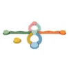 Muzyczna ścieżka sensoryczna Balance & Groove Set SOFT COLORS – symetryczny układ belek i kamieni z modułem muzycznym w centrum oraz trasami w czterech kierunkach.